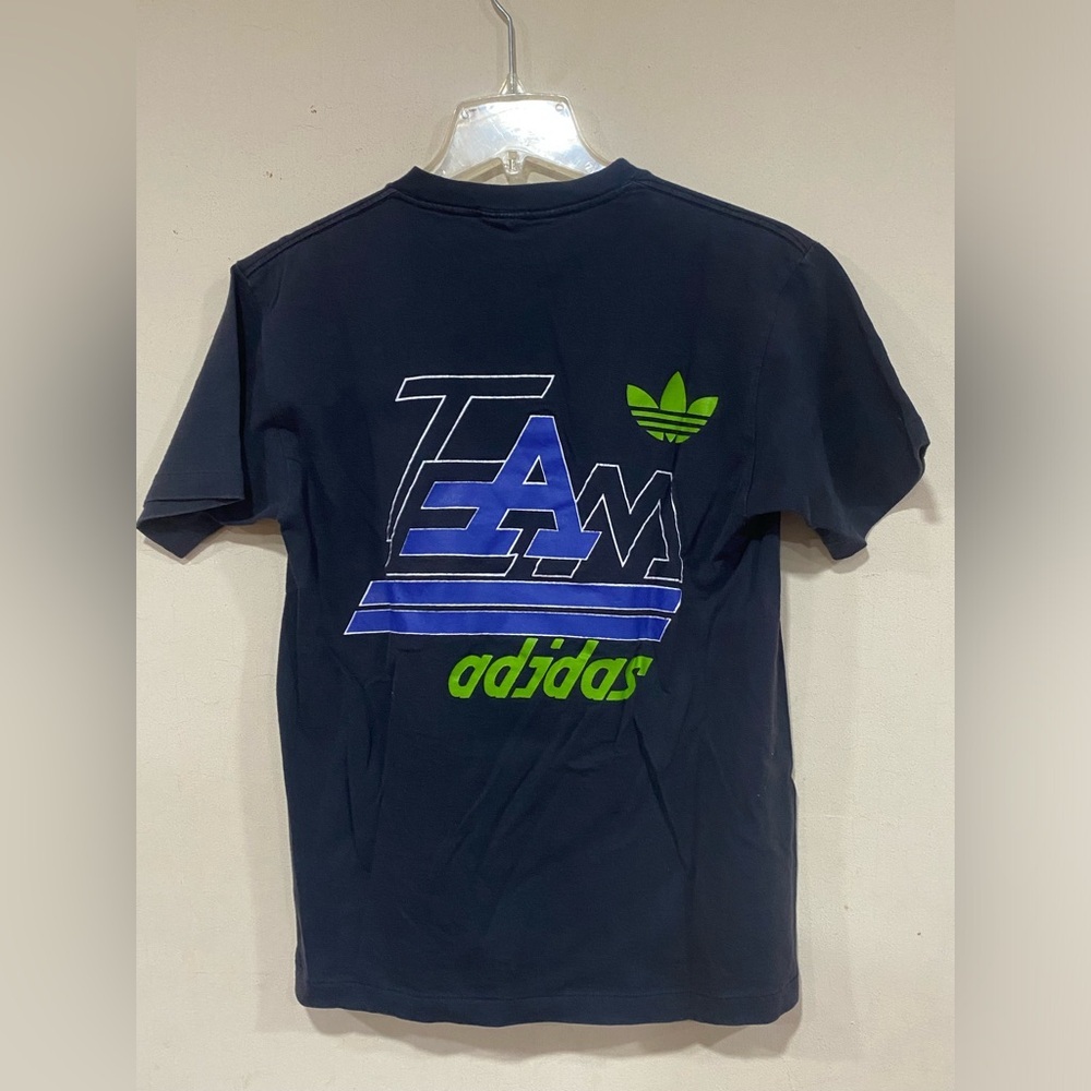 Vintage 80s Adidas Double Sided Art Tee Size Small Single Stitch